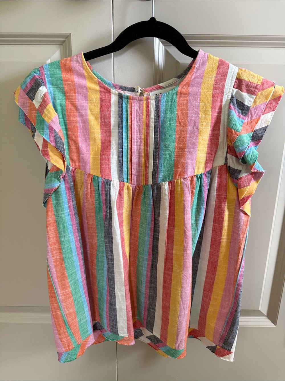 THML Rainbow Stripe Flutter Sleeve Blouse Women’s Small